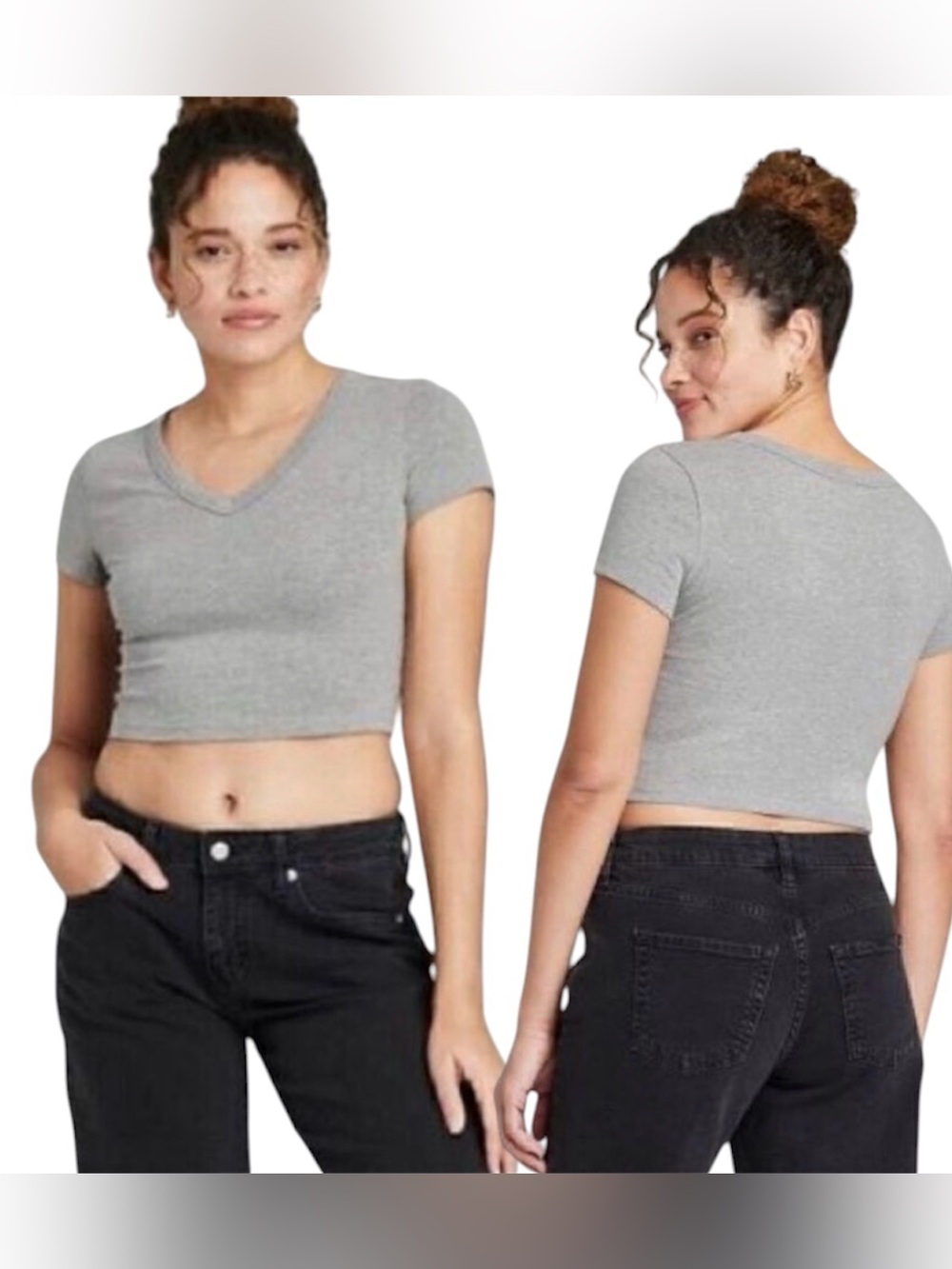 Wild Fable Womens Short Sleeve V Neck Cropped T-Shirt